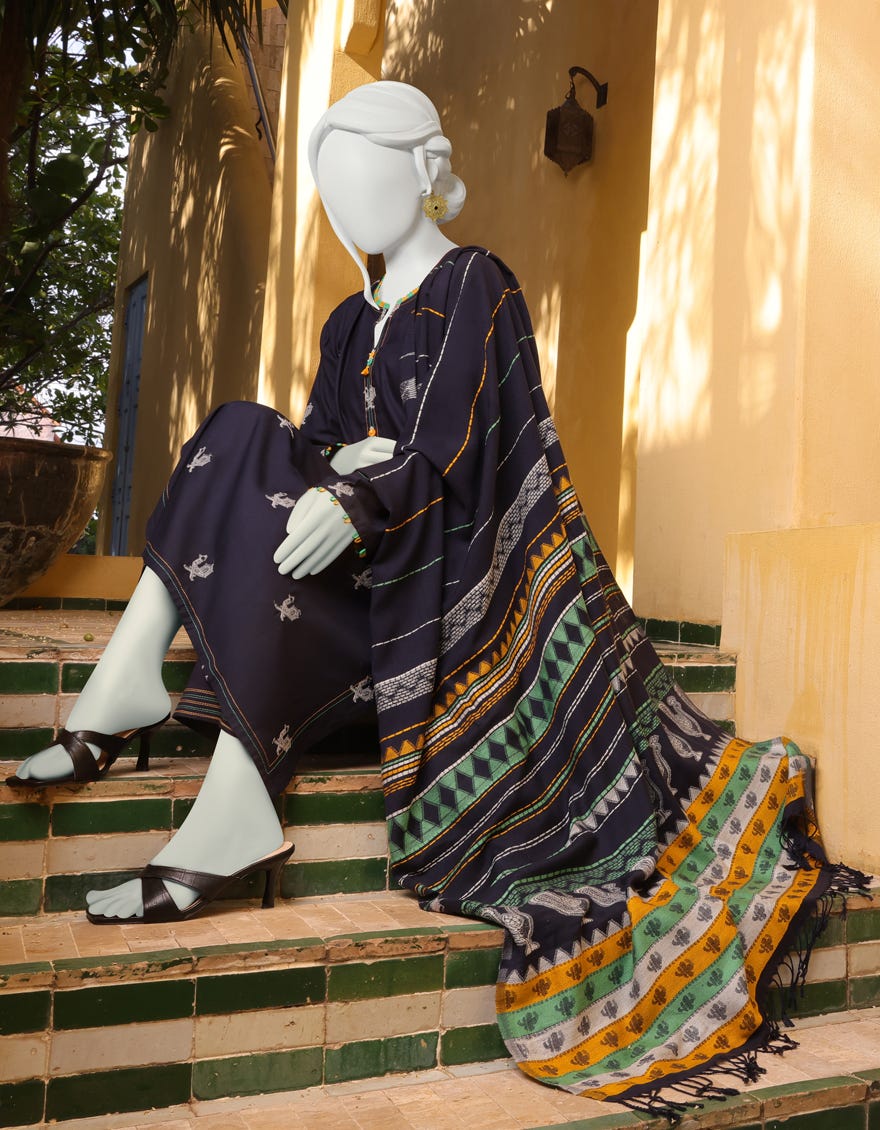 NAVY BLUE MARINA UNSTITCHED 3PC | JJLS-W-JWU-22-1822