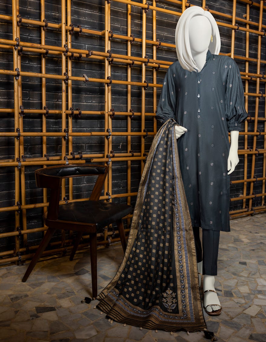 CHARCOAL MARINA UNSTITCHED 3PC | JJLS-W-JWU-22-1826