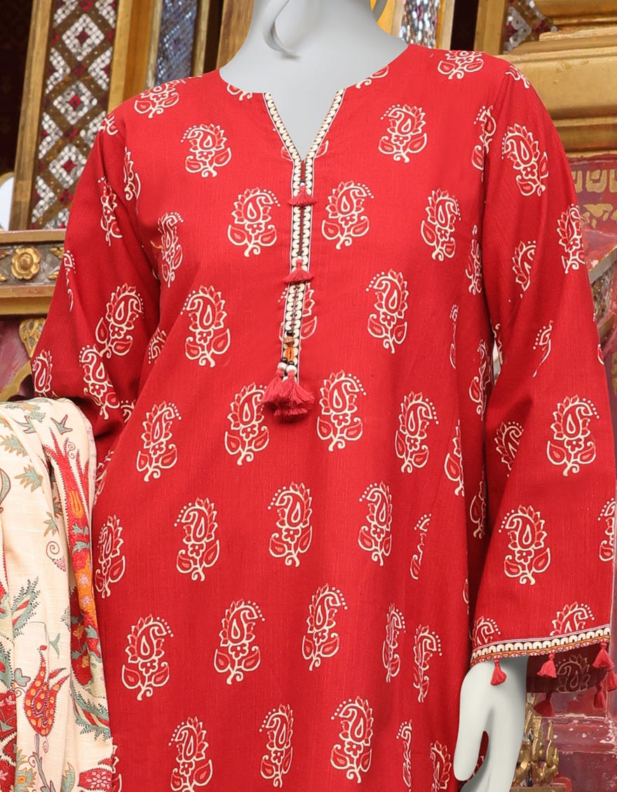 MAROON KHADDAR UNSTITCHED 3PC | JJLS-W-JWU-22-1829