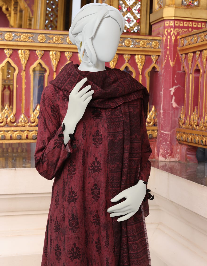 BROWN KHADDAR UNSTITCHED 3PC | JJLS-W-JWU-22-1833 FB