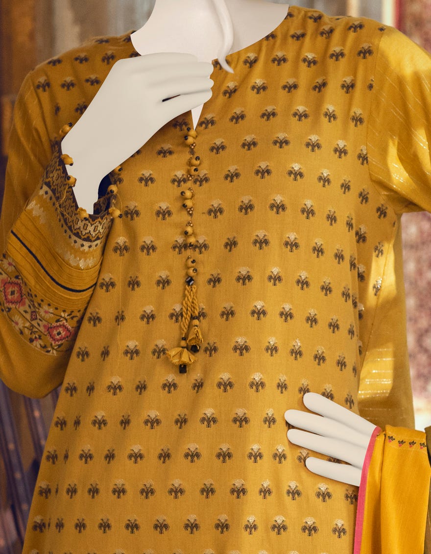 CHROME JACQUARD UNSTITCHED 3PC | JJLS-W-JWU-22-1836