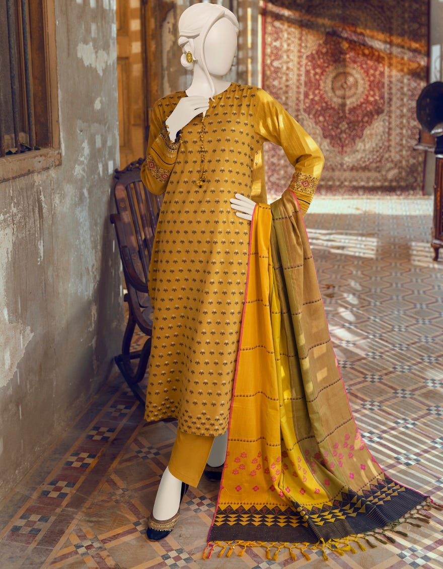 CHROME JACQUARD UNSTITCHED 3PC | JJLS-W-JWU-22-1836