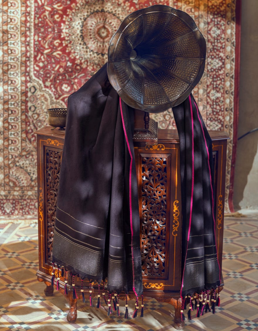 BLACK CAMBRIC UNSTITCHED 3PC | JJLS-W-JWU-22-1848