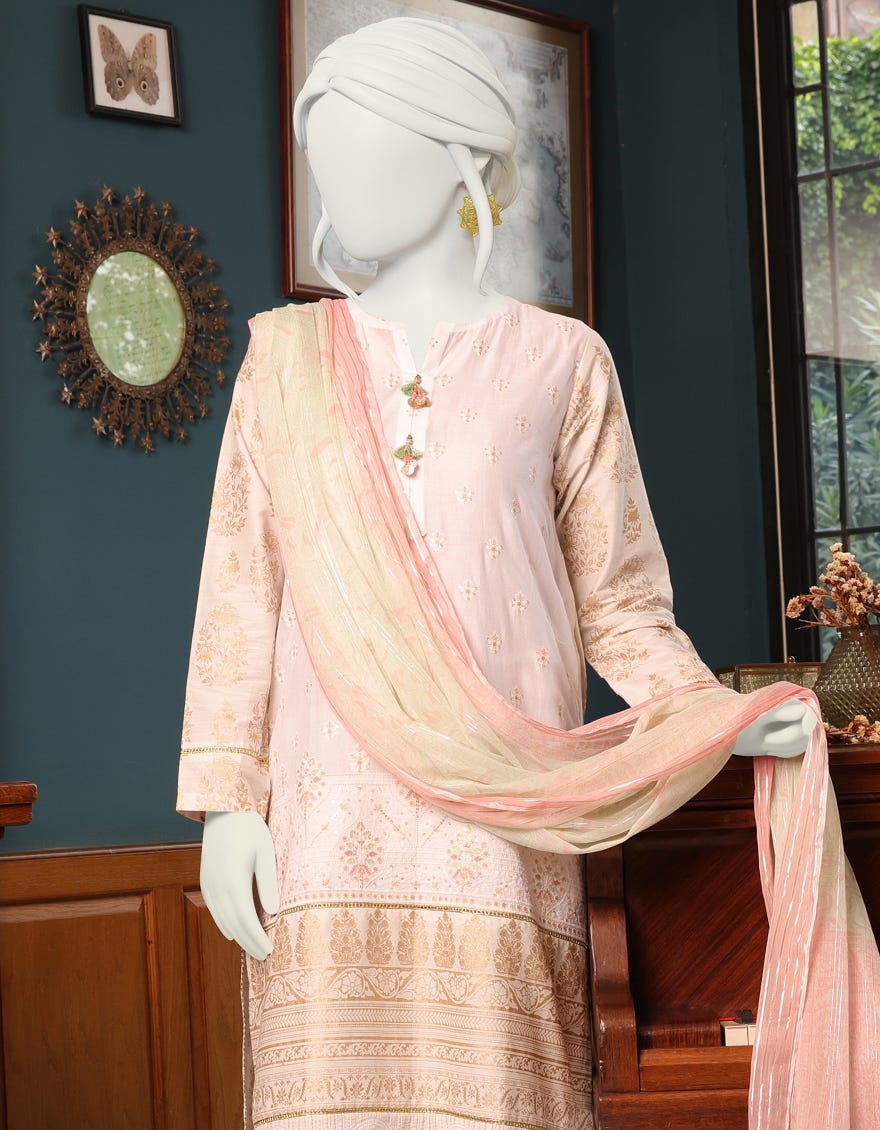 OFF WHITE CAMBRIC UNSTITCHED 3PC | JJLS-W-JWU-22-1855 FB