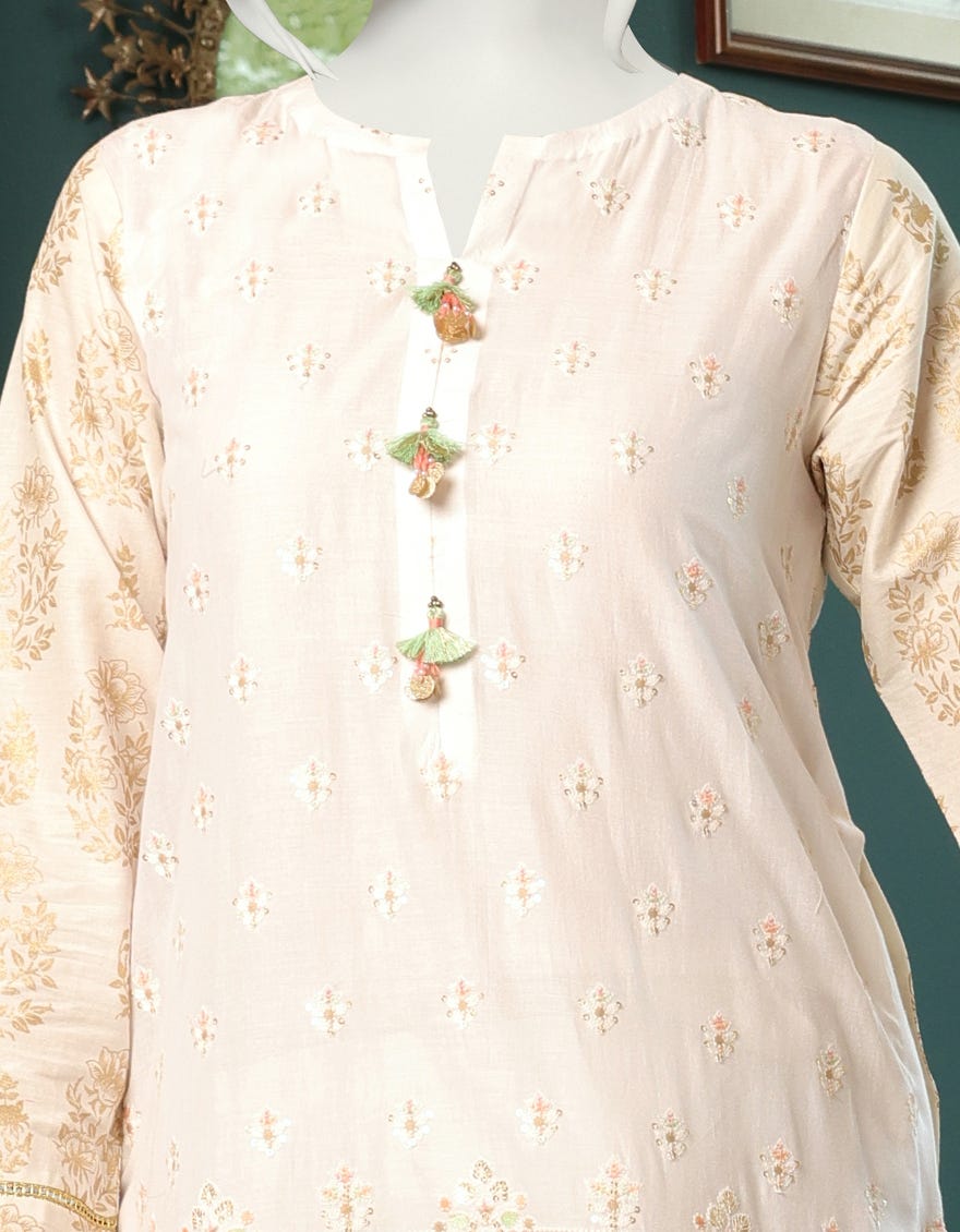 OFF WHITE CAMBRIC UNSTITCHED 3PC | JJLS-W-JWU-22-1855 FB