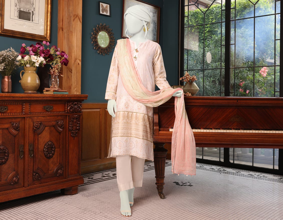 OFF WHITE CAMBRIC UNSTITCHED 3PC | JJLS-W-JWU-22-1855 FB