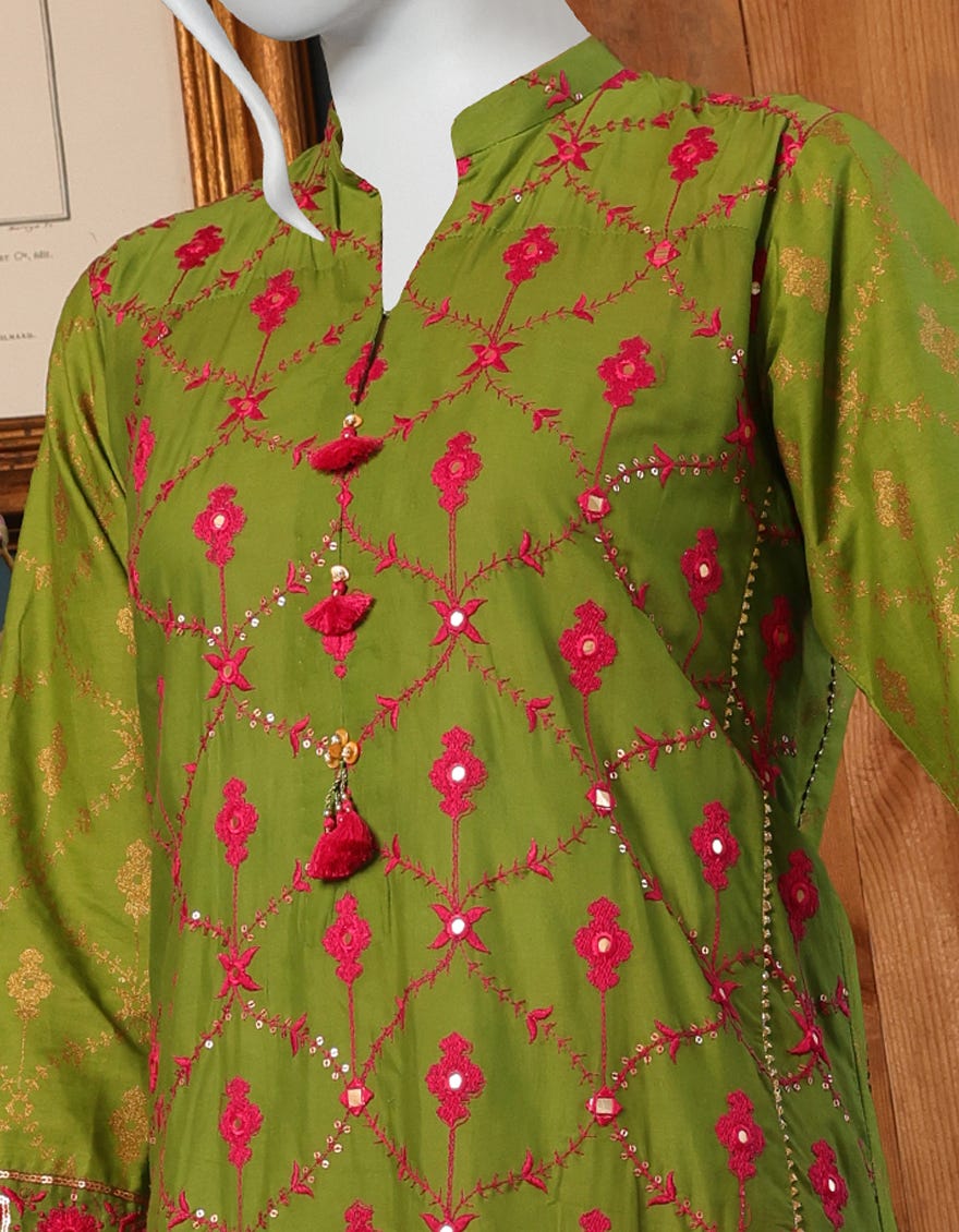 GREEN CAMBRIC UNSTITCHED 3PC | JJLS-W-JWU-22-1856 FB