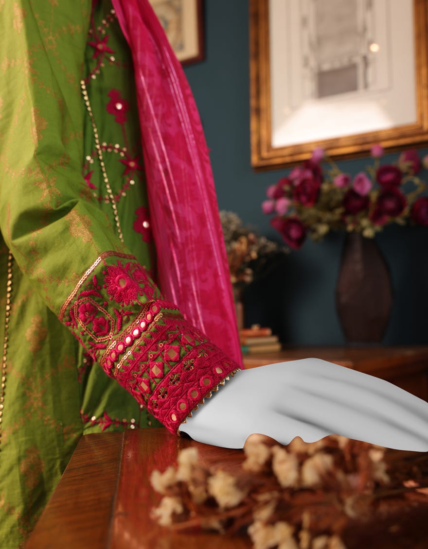 GREEN CAMBRIC UNSTITCHED 3PC | JJLS-W-JWU-22-1856 FB