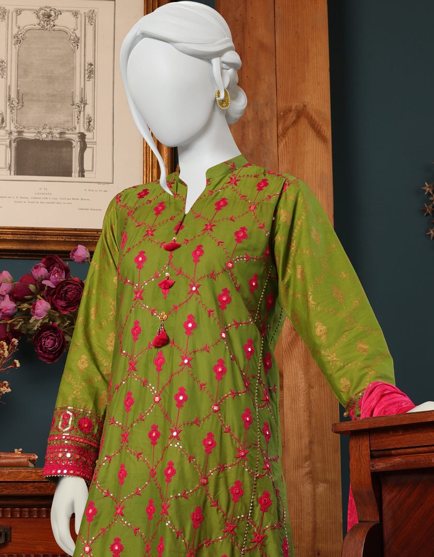 GREEN CAMBRIC UNSTITCHED 3PC | JJLS-W-JWU-22-1856 FB