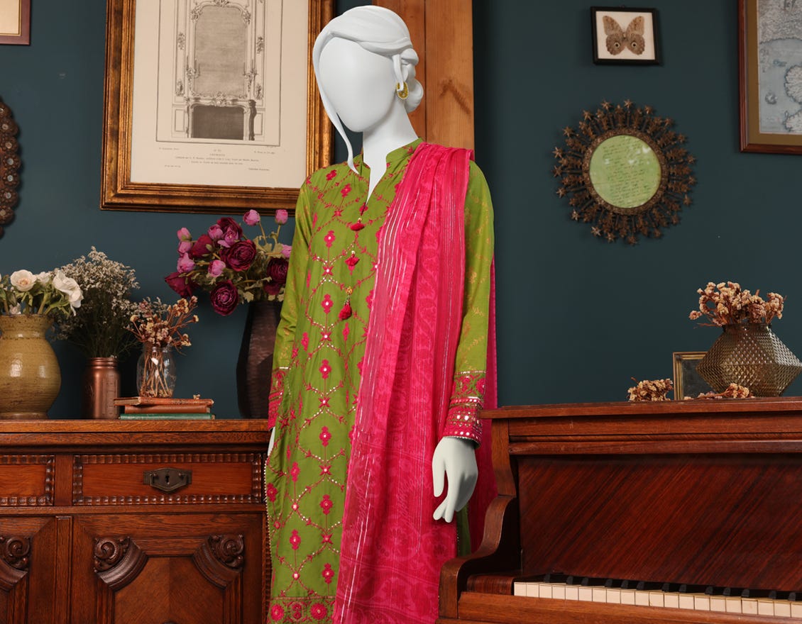 GREEN CAMBRIC UNSTITCHED 3PC | JJLS-W-JWU-22-1856 FB