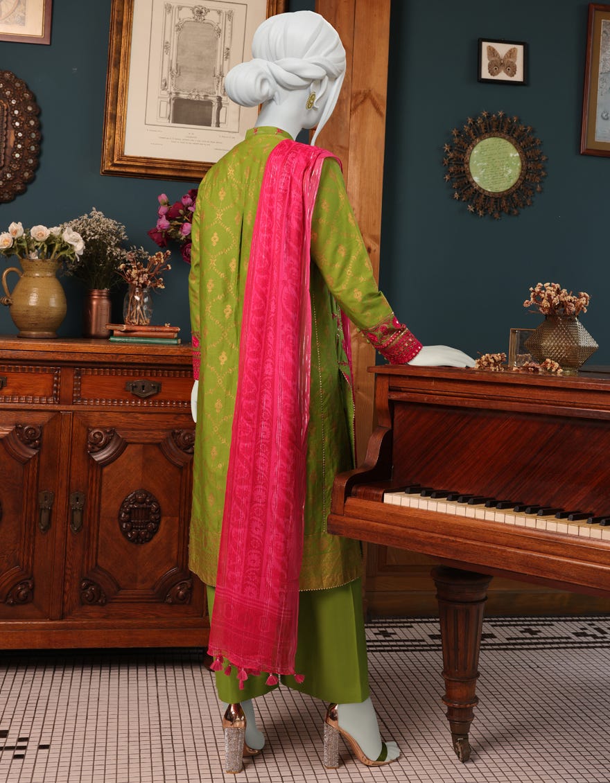 GREEN CAMBRIC UNSTITCHED 3PC | JJLS-W-JWU-22-1856 FB