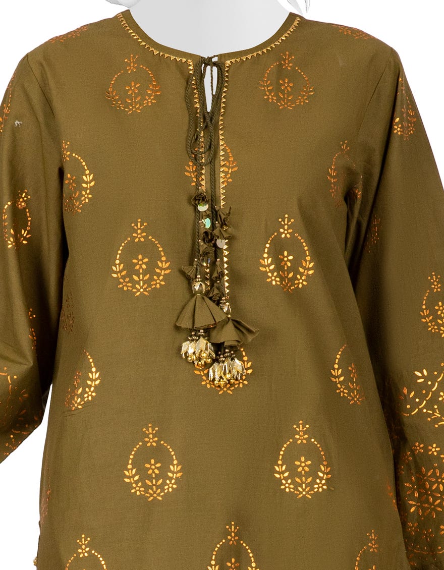 MEHNDI GREEN CAMBRIC UNSTITCHED 3PC | JJLS-W-JWU-22-1859