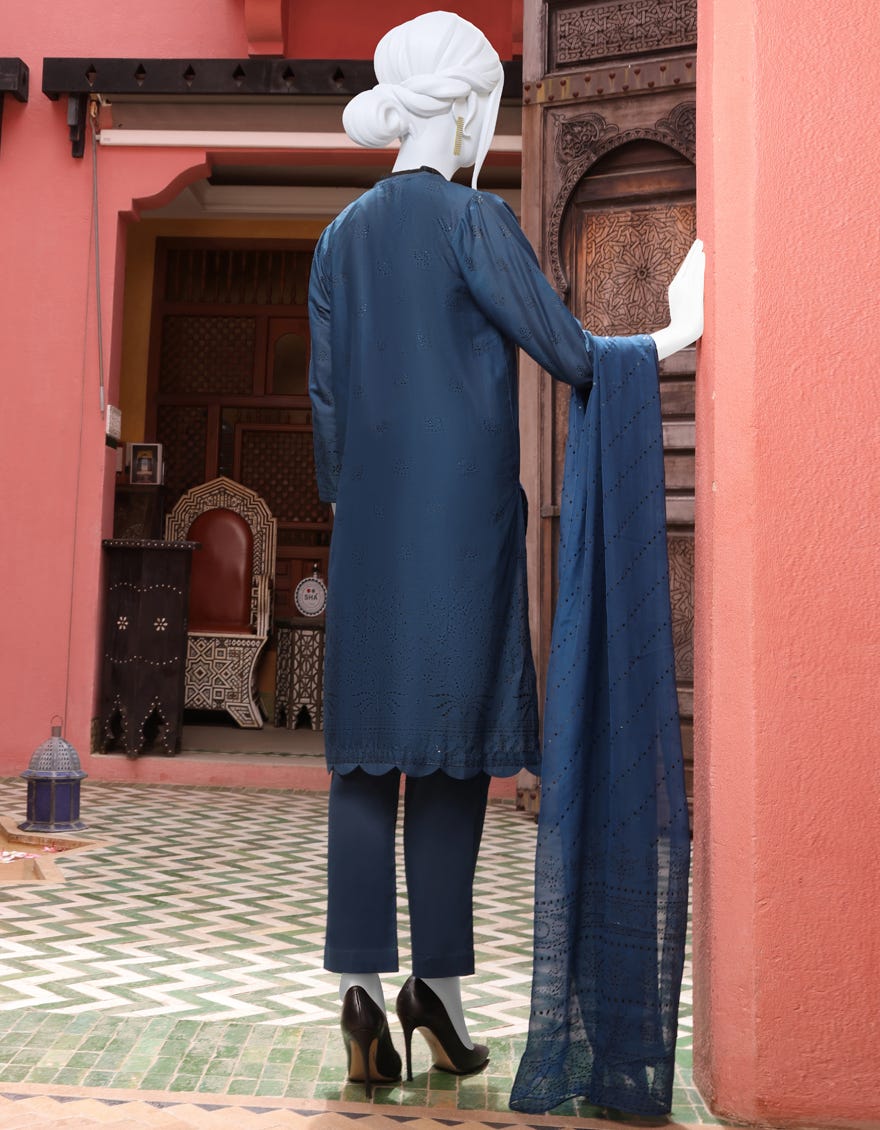 BLUE CAMBRIC UNSTITCHED 3PC | JJLS-W-JWU-22-1862