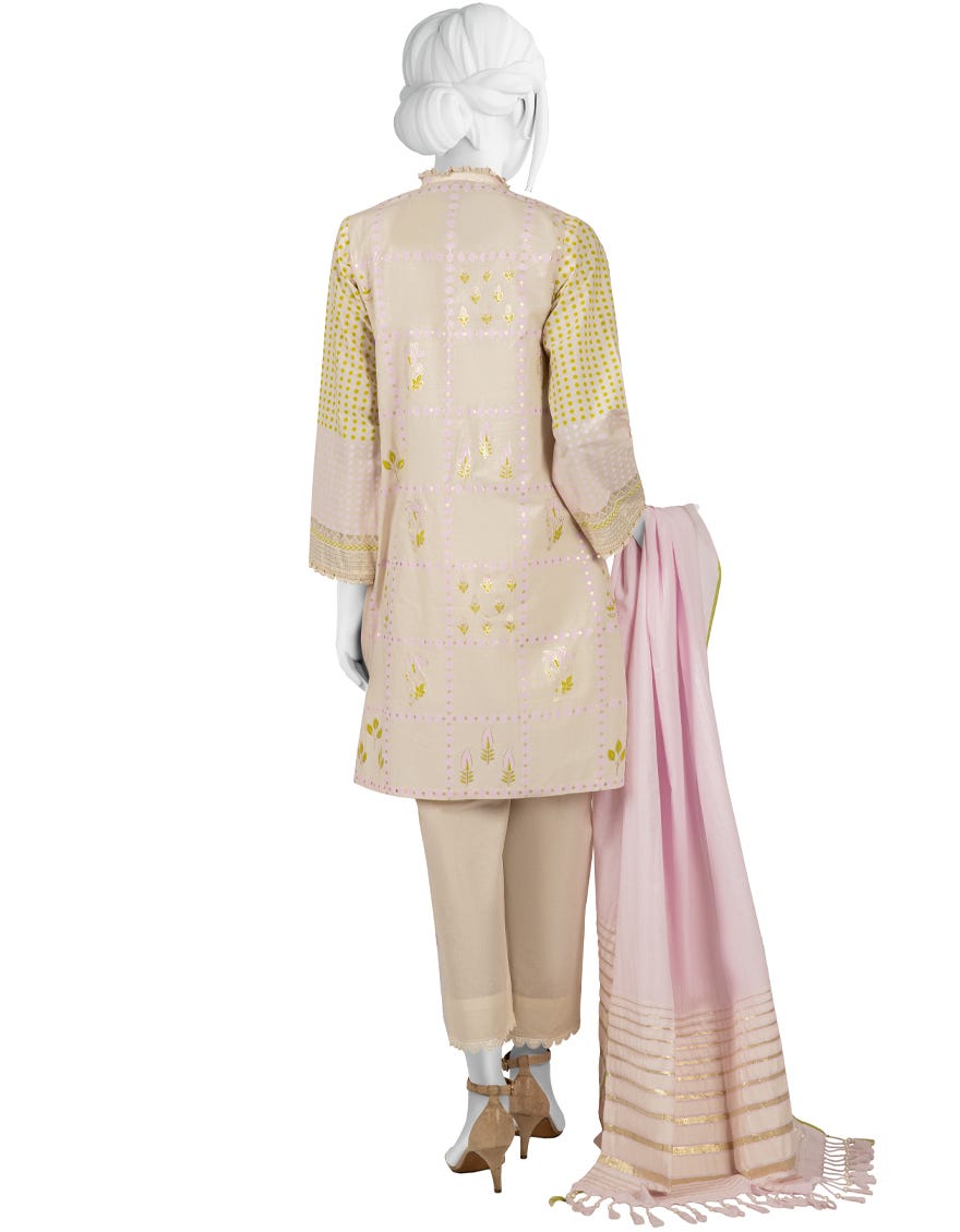 LIGHT BEIGE CAMBRIC UNSTITCHED 3PC | JJLS-W-JWU-22-1863