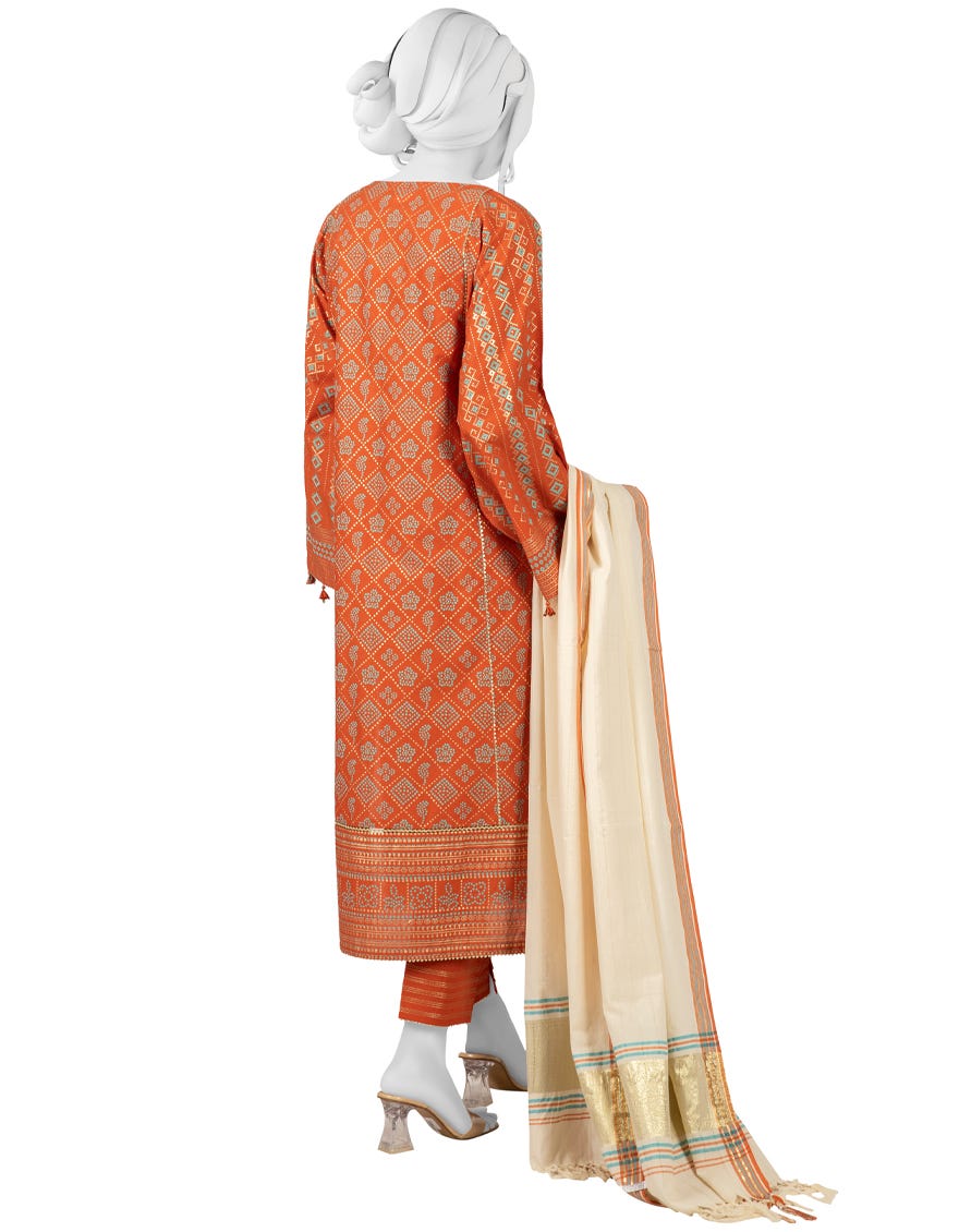 ORANGE CAMBRIC UNSTITCHED 3PC | JJLS-W-JWU-22-1864