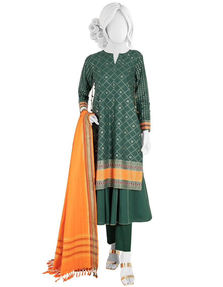 GREEN CAMBRIC UNSTITCHED 3PC | JJLS-W-JWU-22-1867