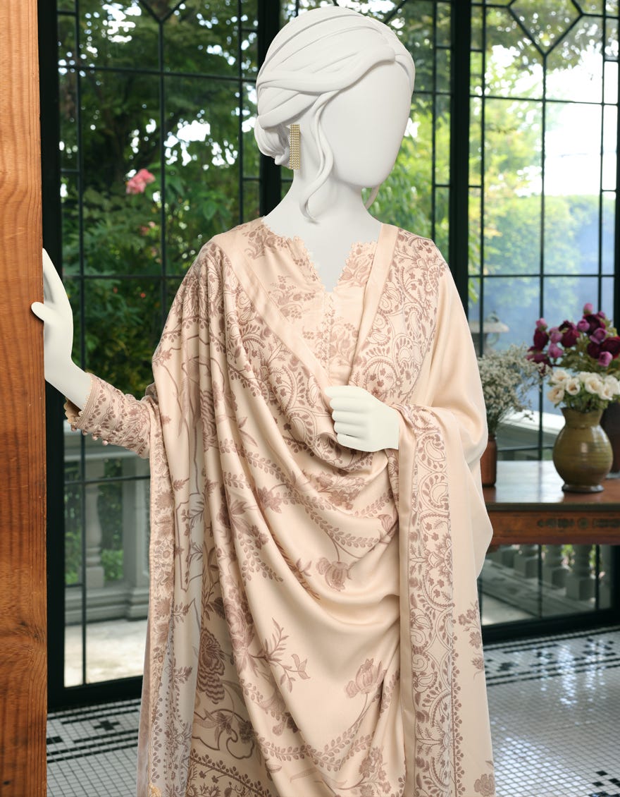 OFF WHITE CAMBRIC UNSTITCHED 3PC | JJLS-W-JWU-22-1871 FB