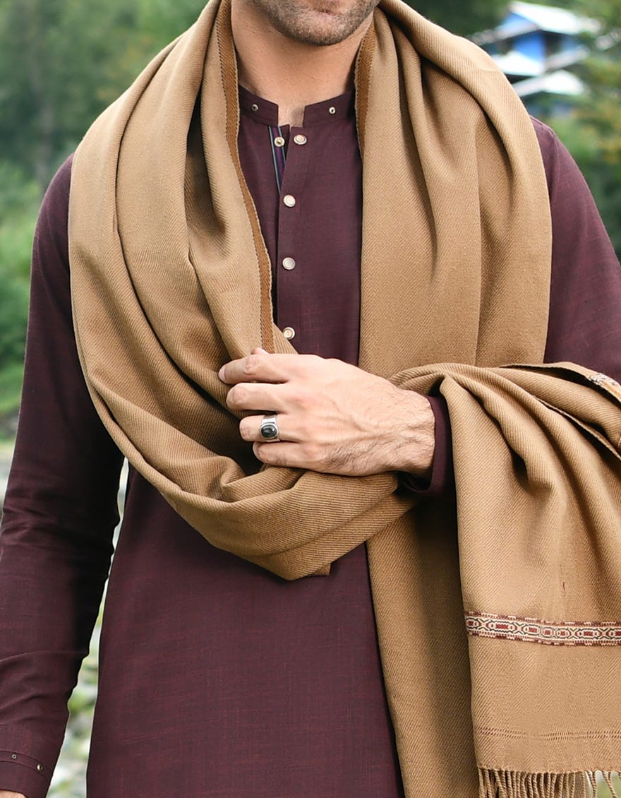 LIGHT BROWN MEN SHAWL | JJID-SHW-22-0004