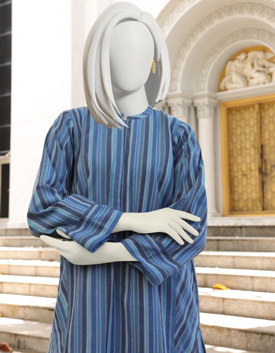 BLUE JACQUARD 2PC UNSTITCHED | JJLS-W-JW2-22-2031 FB