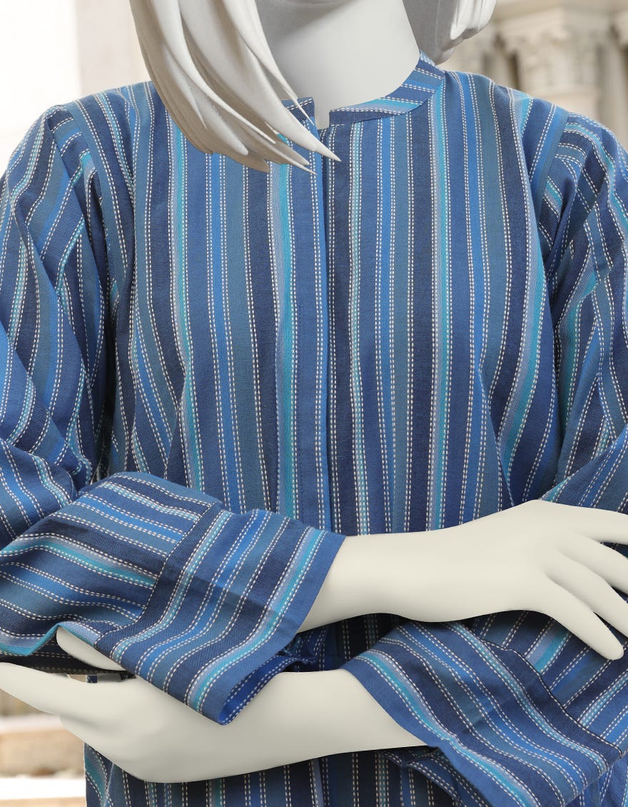 BLUE JACQUARD 2PC UNSTITCHED | JJLS-W-JW2-22-2031 FB