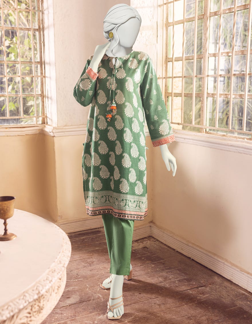 GREEN KHADDAR 2PC UNSTITCHED | JJLS-S-JW2-22-2035A