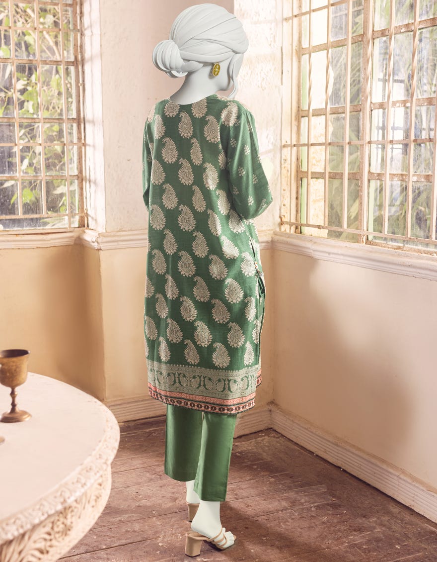 GREEN KHADDAR 2PC UNSTITCHED | JJLS-S-JW2-22-2035A