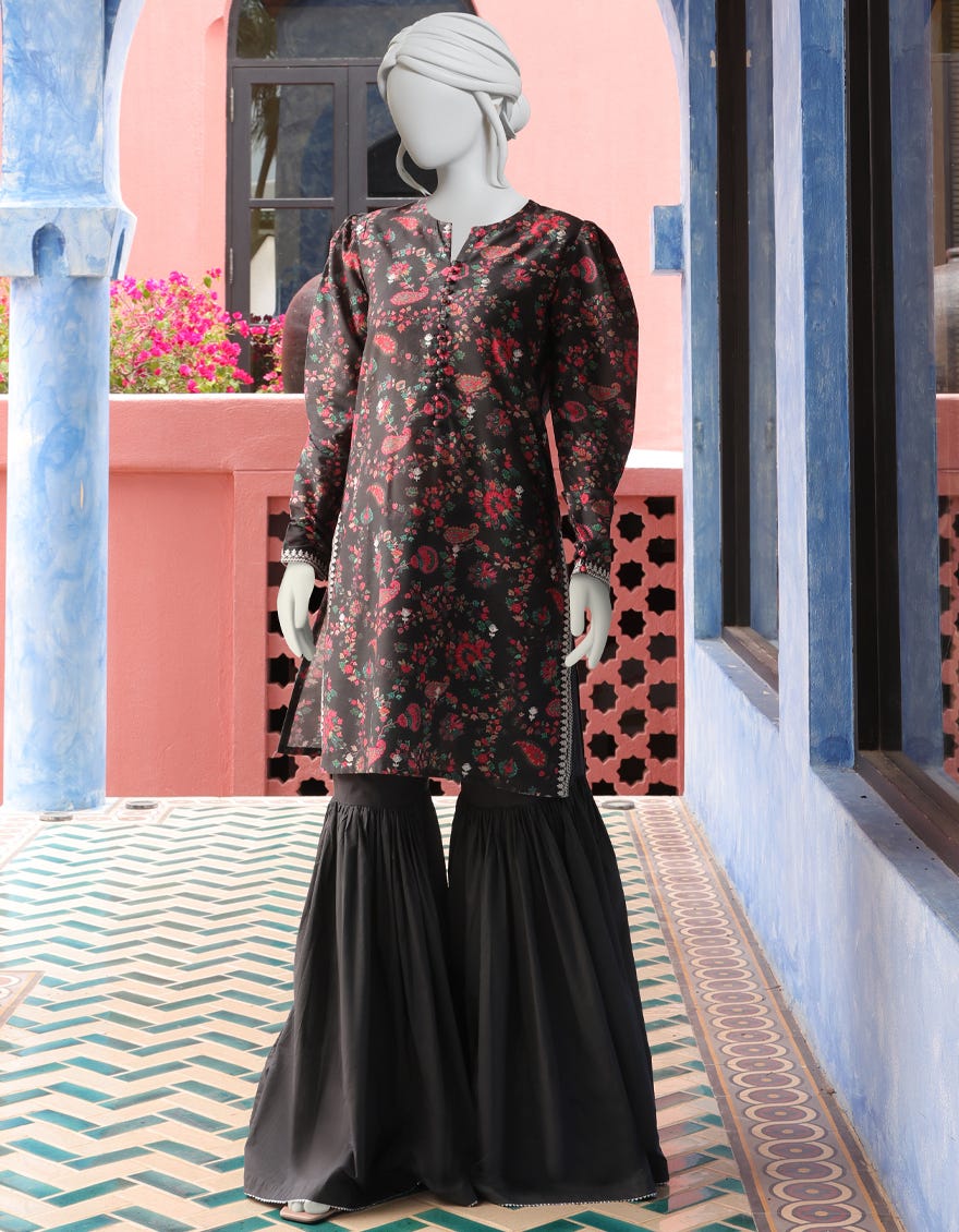 BLACK CAMBRIC 2PC UNSTITCHED | JJLS-W-JW2-22-2036 FB