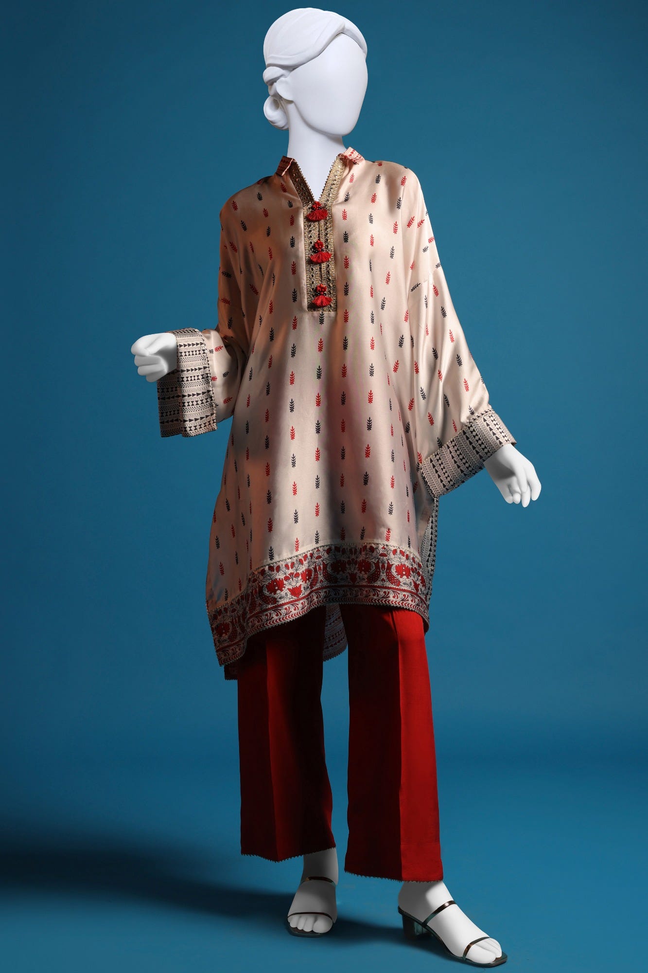 ORANGE-WHITE SILK 2PC STITCHED | CCW-2PS-ST-S-22-2055