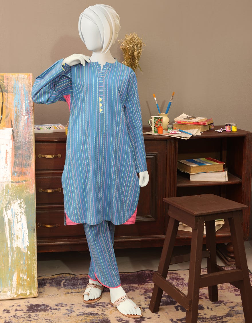 BLUE TEXTURED TEENS 2PC | JYGK-W-JWT-22-3211