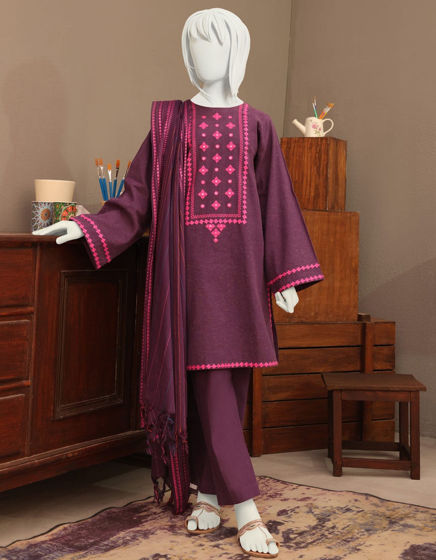 PURPLE KHADDAR TEENS 3PC | JGK-YGK-JWT-W-22-3501