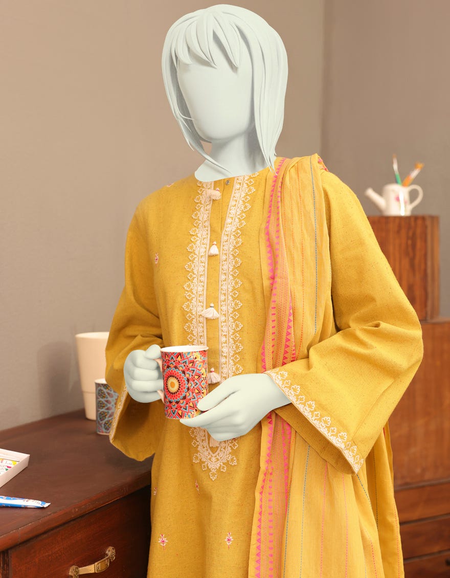 MUSTARD KHADDAR TEENS 3PC | JGK-YGK-JWT-W-22-3502