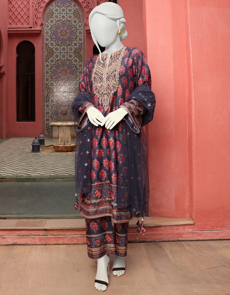 MULTICOLOR CAMBRIC UNSTITCHED 3PC | JJLS-W-JPS-22-3944