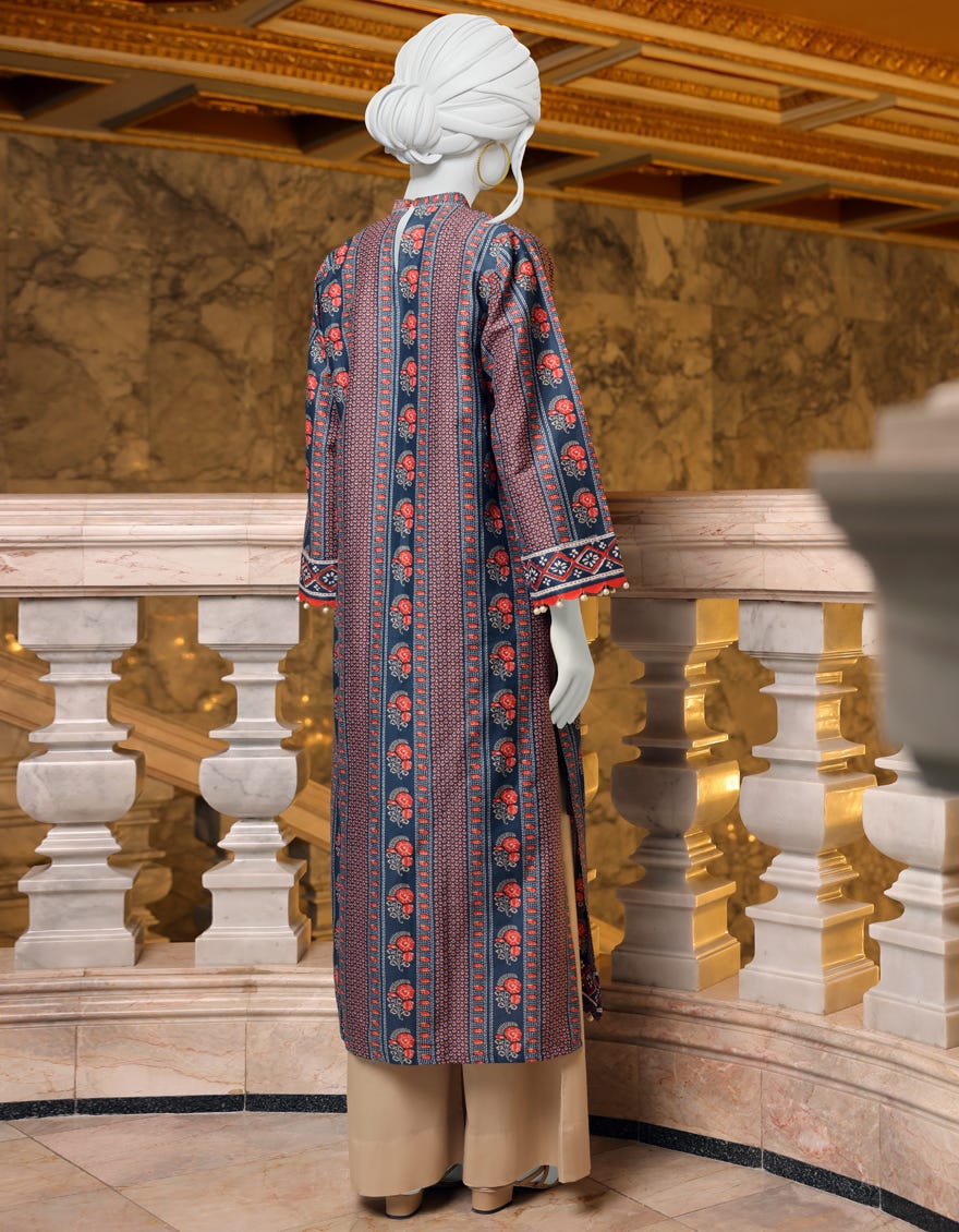 BLUE-ORANGE CAMBRIC 1PC UNSTITCHED | JJLS-W-JW1-22-504 FB