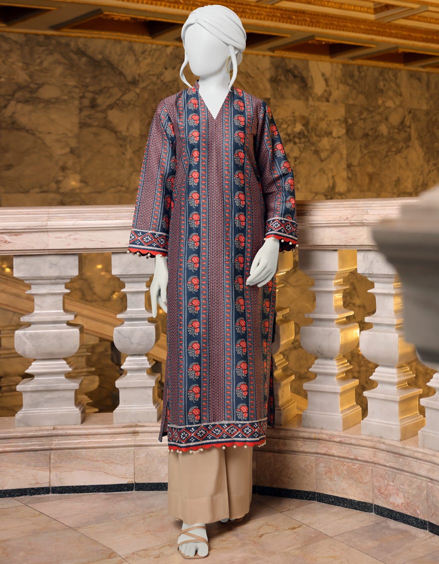 BLUE-ORANGE CAMBRIC 1PC UNSTITCHED | JJLS-W-JW1-22-504 FB