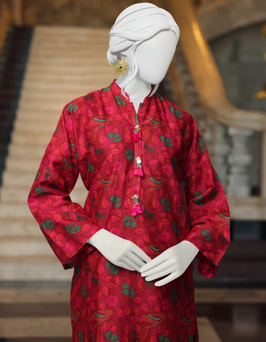 RED PINK CAMBRIC 1PC UNSTITCHED | JJLS-W-JW1-22-506 FB