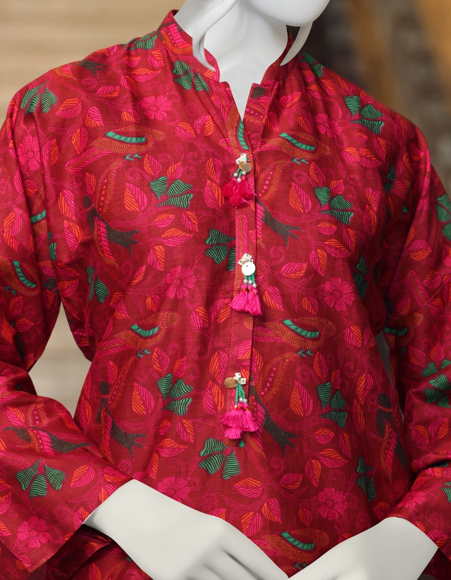 RED PINK CAMBRIC 1PC UNSTITCHED | JJLS-W-JW1-22-506 FB