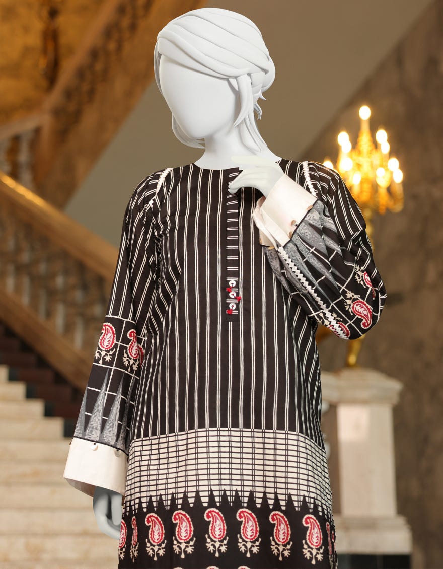 RED-BLACK CAMBRIC 1PC UNSTITCHED | JJLS-W-JW1-22-509 FB