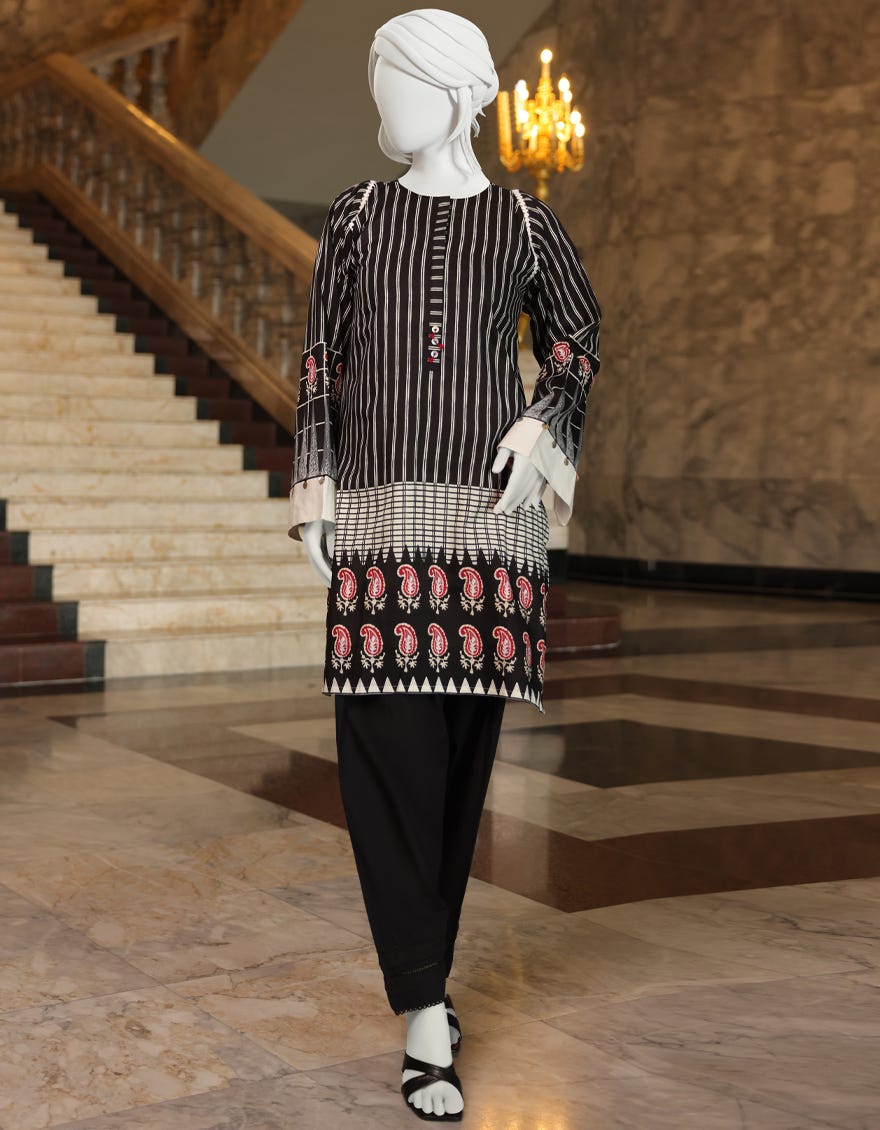 RED-BLACK CAMBRIC 1PC UNSTITCHED | JJLS-W-JW1-22-509 FB