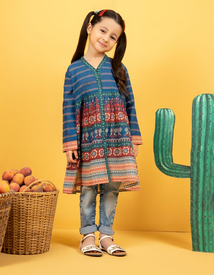 BLUE LAWN GIRLS KURTI | JGLK-S-JK-22-6002
