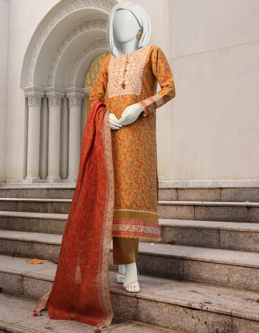 MUSTARD CAMBRIC 2PC UNSTITCHED | JJLS-W-JW2-22-7035 FB