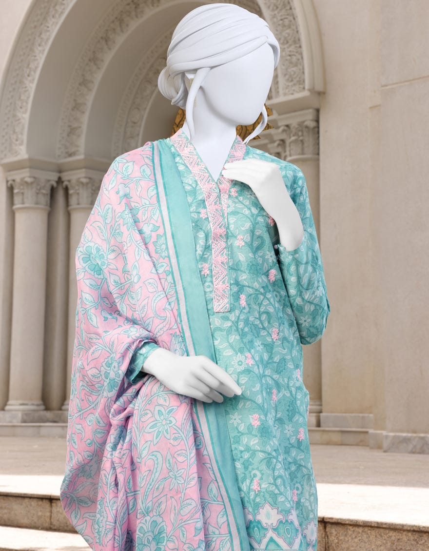 AQUA-TEAL CAMBRIC 2PC UNSTITCHED | JJLS-W-JW2-22-7036 FB