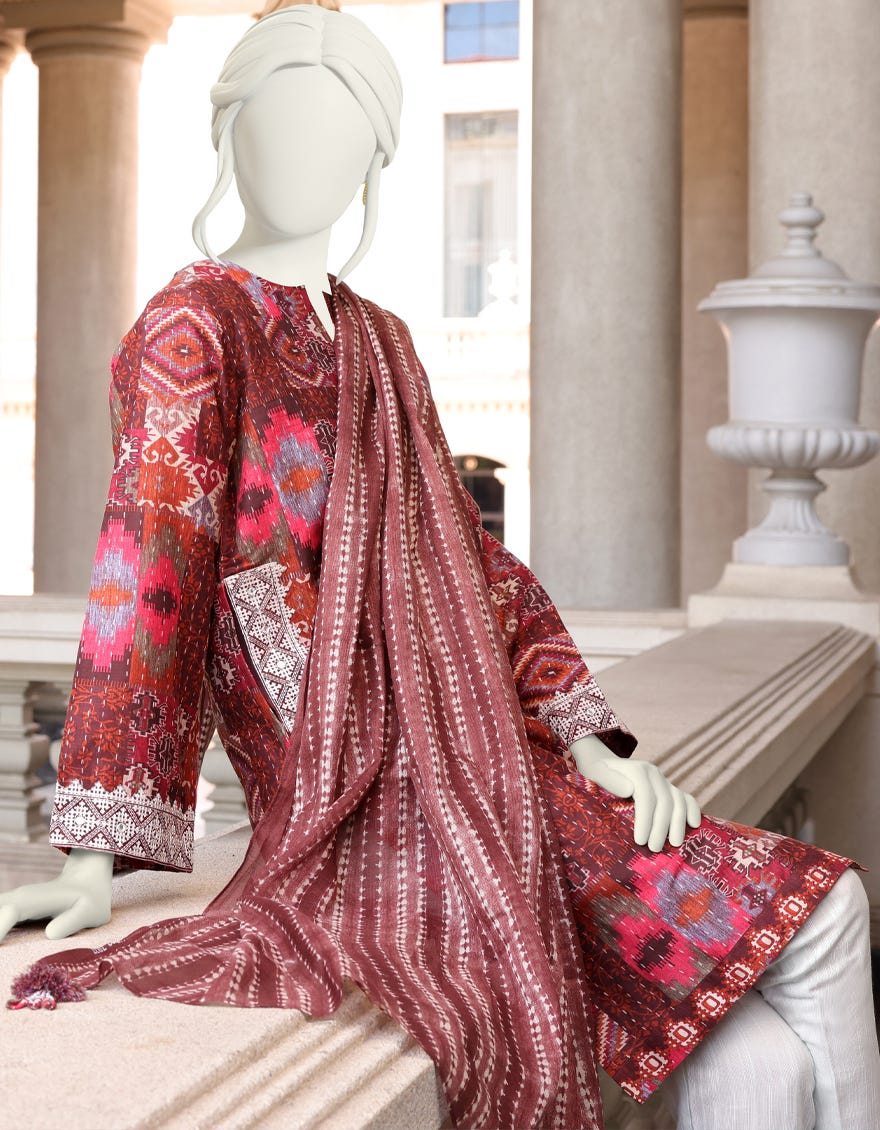 MULTICOLOR CAMBRIC 2PC UNSTITCHED | JJLS-W-JW2-22-7037 FB