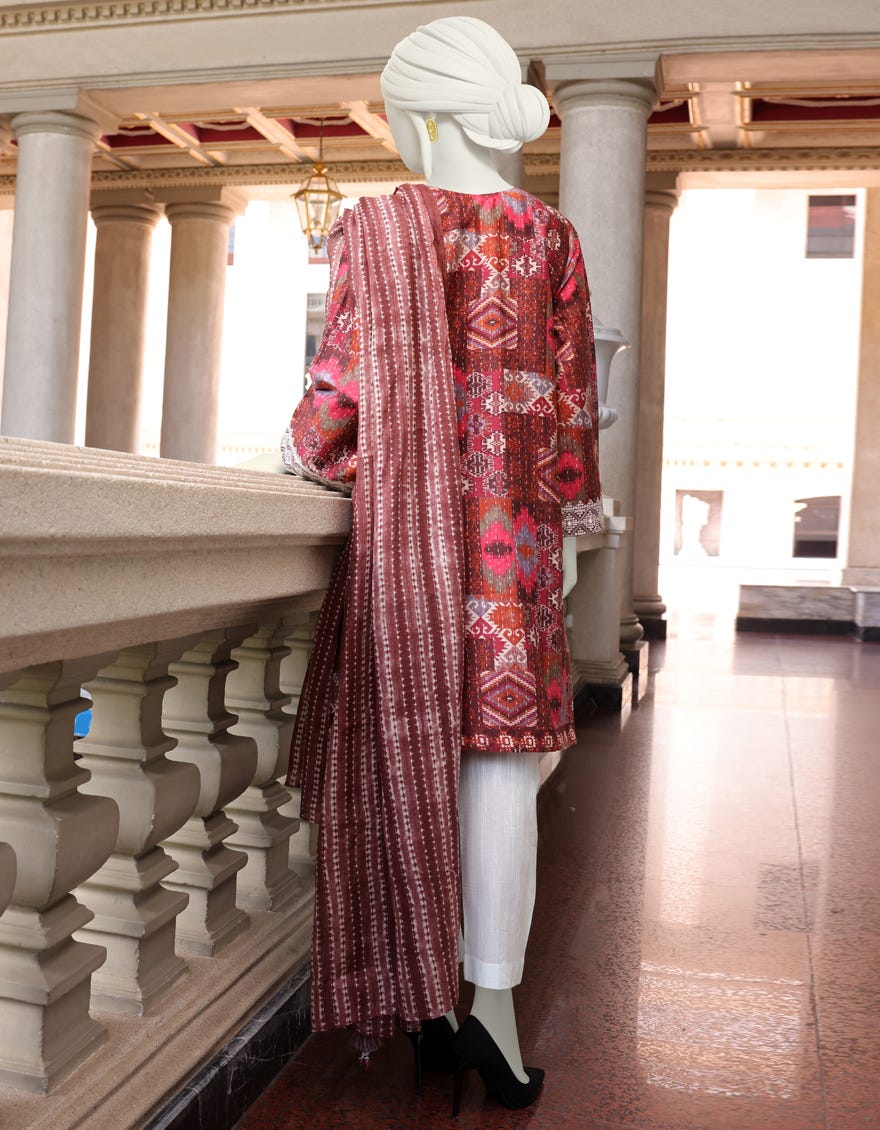 MULTICOLOR CAMBRIC 2PC UNSTITCHED | JJLS-W-JW2-22-7037 FB