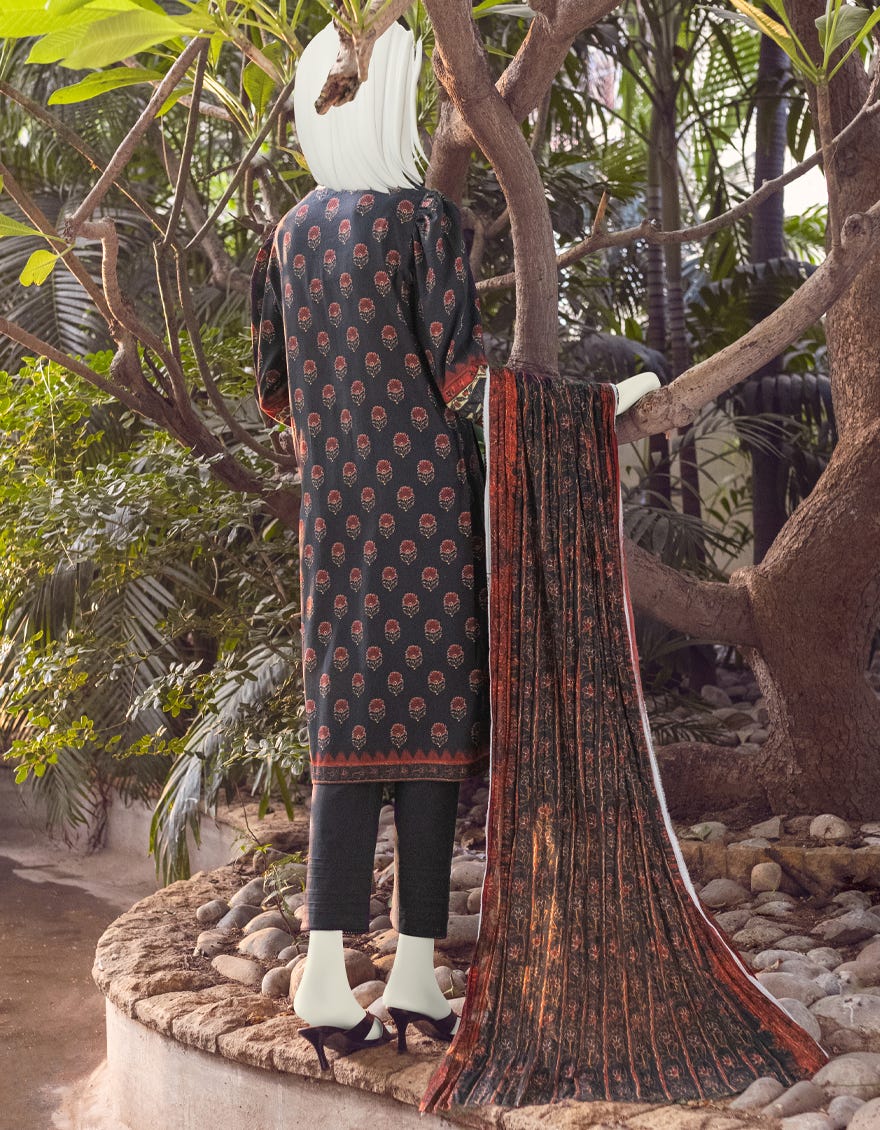 BLACK CAMBRIC UNSTITCHED 2PC | JJLS-W-JW2-22-7044A