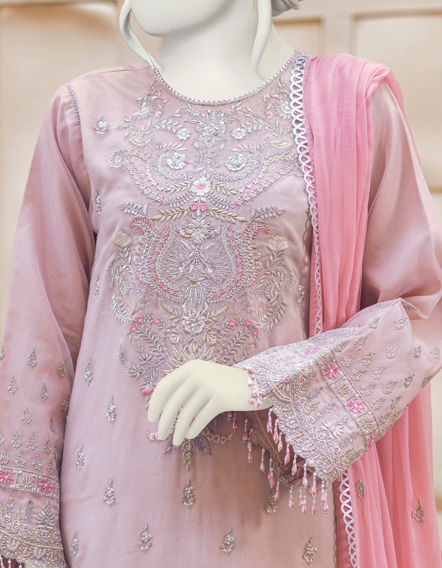 PINK CAMBRIC UNSTITCHED 3PC | JJLS-W-JFU-22-709