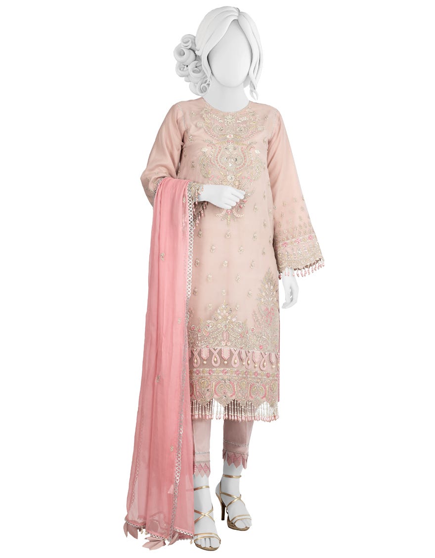 PINK CAMBRIC UNSTITCHED 3PC | JJLS-W-JFU-22-709