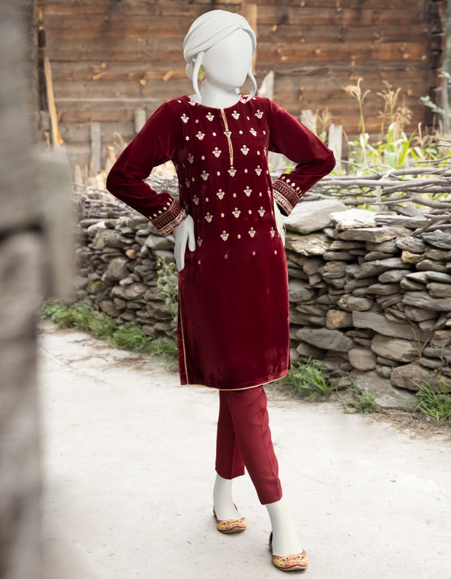 RED VELVET KURTI | JJLK-W-JPWK-22-866