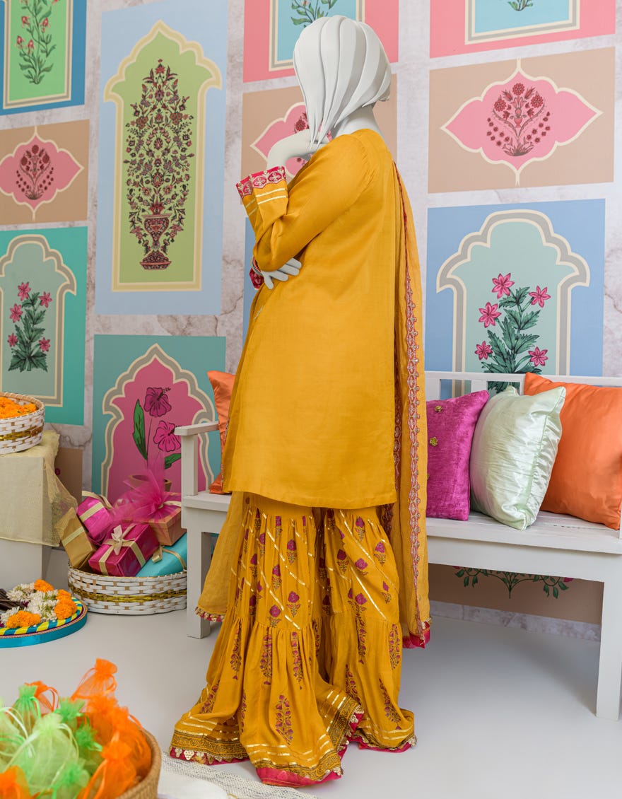 Yellow Silk Teens 3 Piece Stitched | Jgk-S-Jjts-23-058