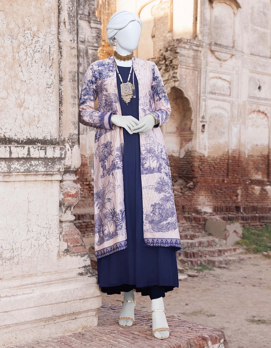 Multicolor Silk 2 Piece Stitched Dress | Jjpw-S-Jpwf-23-072