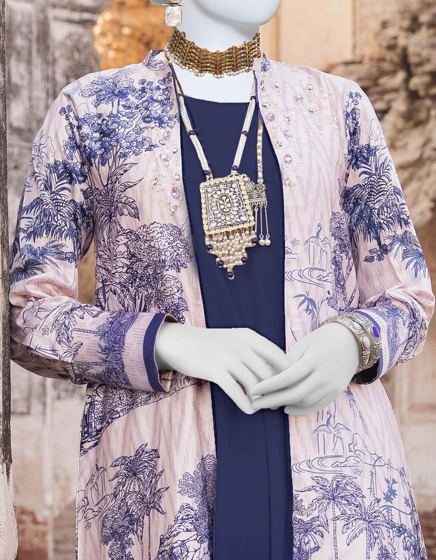 Multicolor Silk 2 Piece Stitched Dress | Jjpw-S-Jpwf-23-072